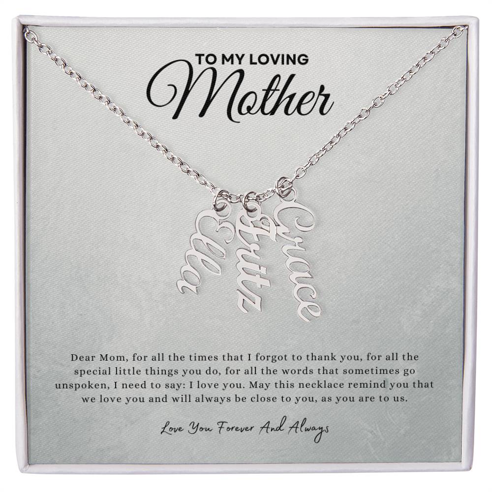 Gift for mom | Multi Vertical Name Necklace