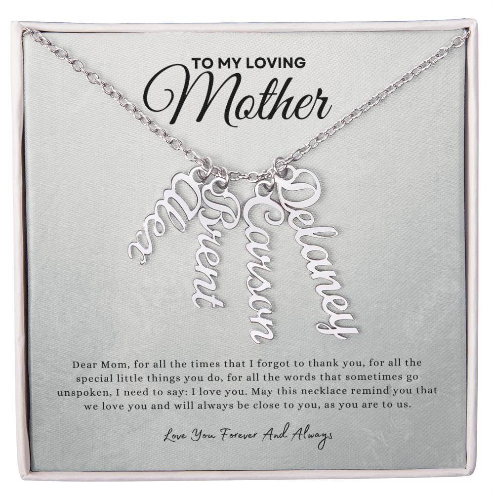 Gift for mom | Multi Vertical Name Necklace