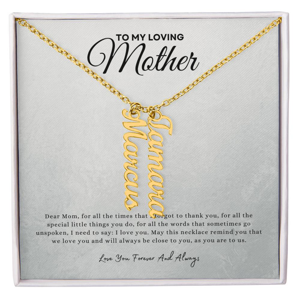 Gift for mom | Multi Vertical Name Necklace
