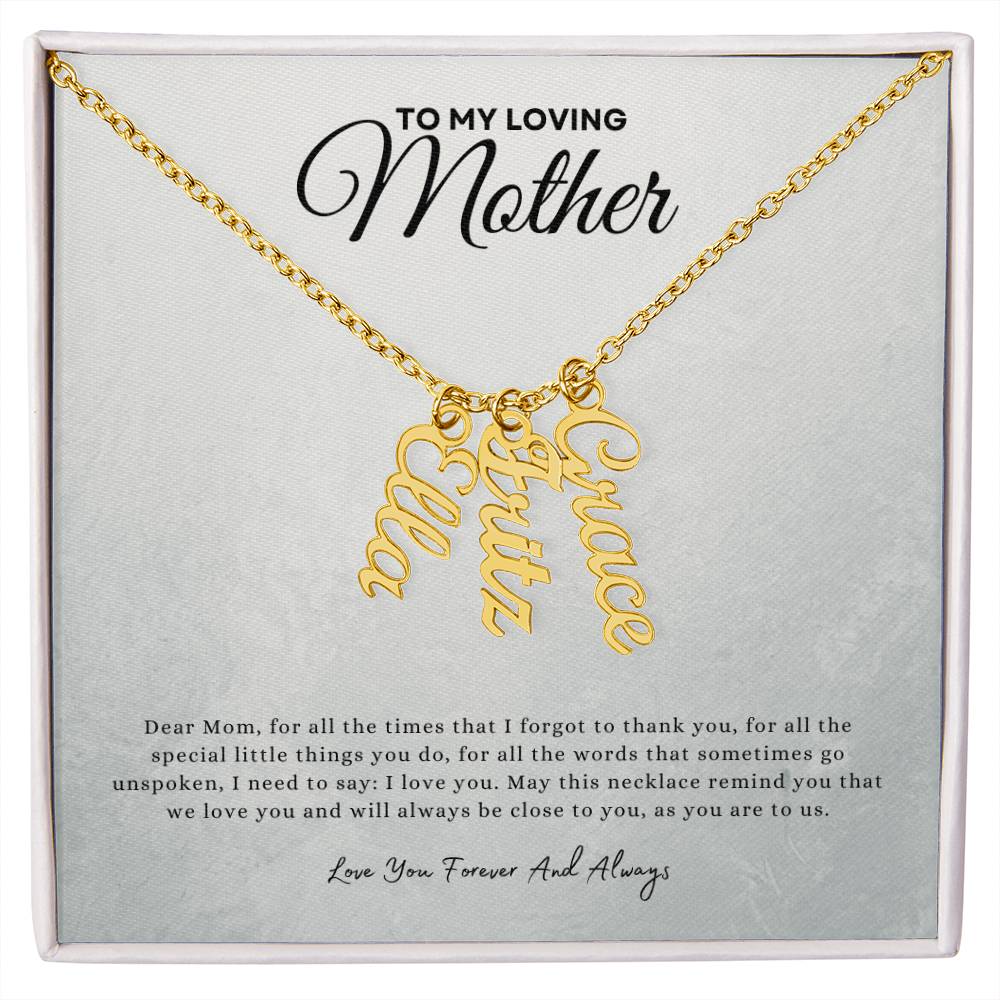 Gift for mom | Multi Vertical Name Necklace