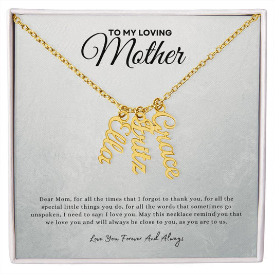 Gift for mom | Multi Vertical Name Necklace