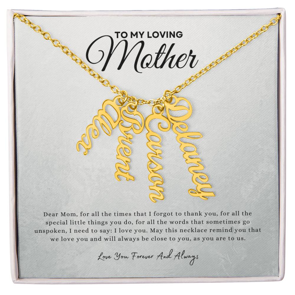 Gift for mom | Multi Vertical Name Necklace