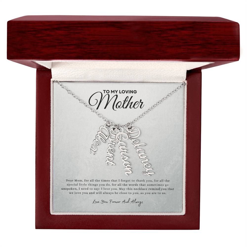 Gift for mom | Multi Vertical Name Necklace