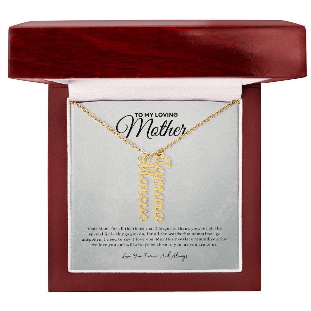 Gift for mom | Multi Vertical Name Necklace