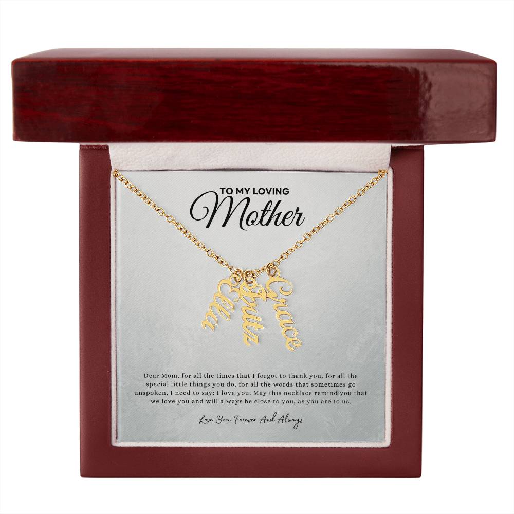 Gift for mom | Multi Vertical Name Necklace