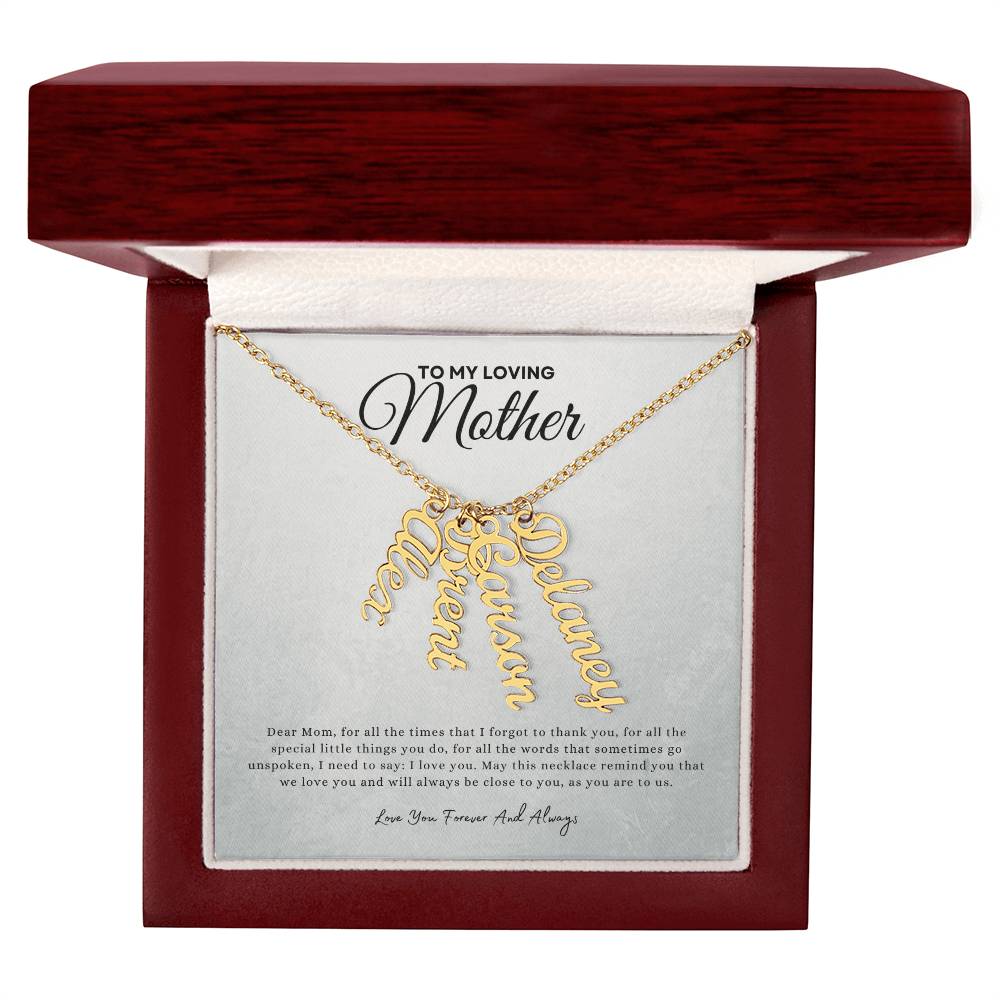 Gift for mom | Multi Vertical Name Necklace